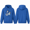 Blue and White Pullover Hoodie with Cartoon Graphic