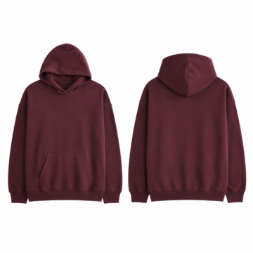 Burgundy Oversized Pullover Hoodie with Kangaroo Pocket