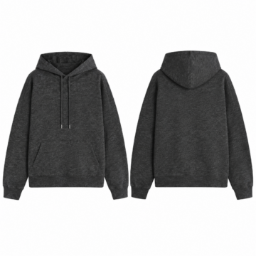 Black and Gray Heathered Oversized Pullover Hoodie