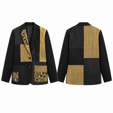 Gold and Black Patchwork Blazer