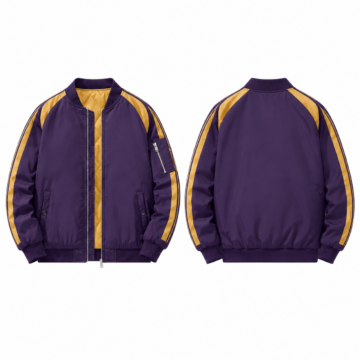 Purple and Gold Oversized Hooded Puffer Coat