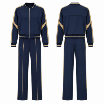 Gold and Navy Bomber Jacket and Straight-Leg Pants Tracksuit Set