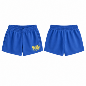 Royal Blue and Yellow High-Rise Smocked Waist Straight-Leg Shorts
