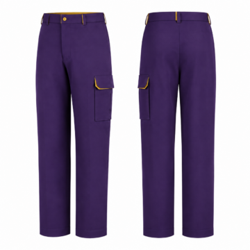 Purple and Gold Straight-Leg Cargo Pocket Trousers