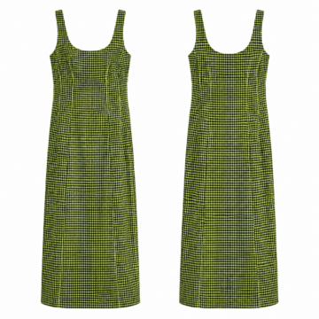 Black and Lime Gingham Sleeveless Midi Dress